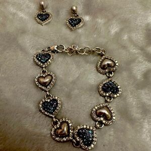 Vintage Brighton bracelet with matching heart earrings